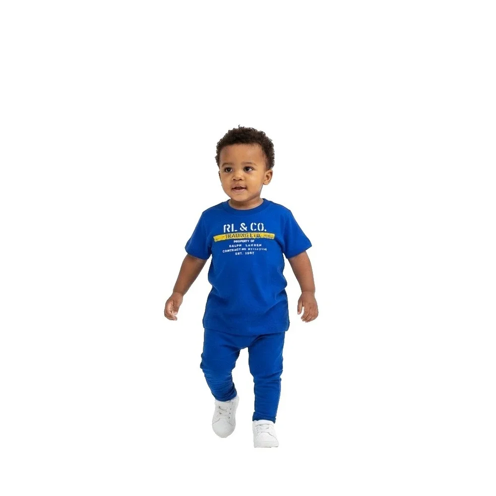 Polo Ralph Lauren Boys T-Shirt Graphic Tee Denim I Rugby Royal Blue 2/2T